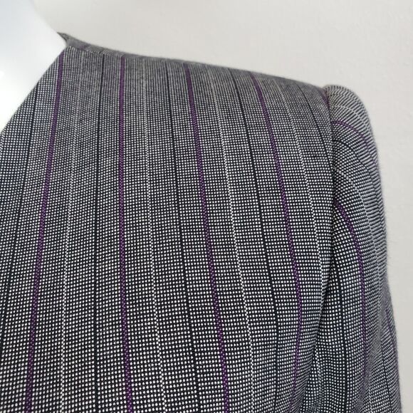 Vintage 80s Stirling Cooper Gray Striped Blazer - Picture 4 of 8